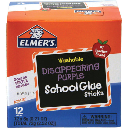 Elmer’s Purple Glue Sticks - Washable Non-toxic - 0.21 oz - 12/Box
