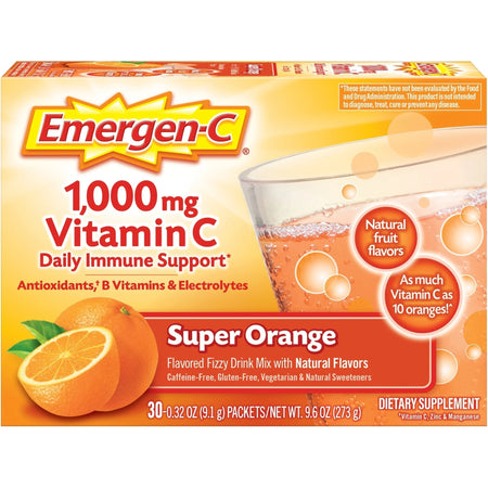 Emergen-C Super Orange Drink Mix - Immune Support - 30 Packets - Medications