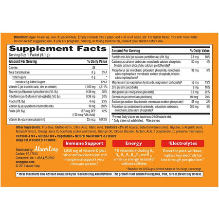 Emergen-C Super Orange Vitamin C Drink Mix - Rear