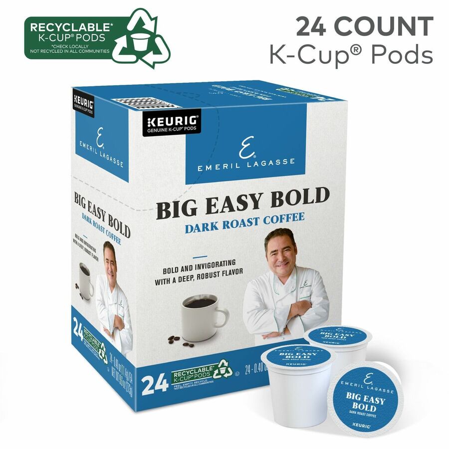 Emeril’s K-Cup Pod Big Easy Bold Coffee - Compatible with Keurig Brewer - Regular - Dark - Roasted - Kosher