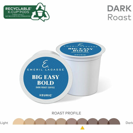 Emeril’s K-Cup Pod Big Easy Bold Coffee - Compatible with Keurig Brewer - Regular - Dark - Roasted - Kosher