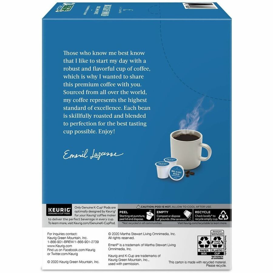 Emeril’s K-Cup Pod Big Easy Bold Coffee - Compatible with Keurig Brewer - Regular - Dark - Roasted - Kosher