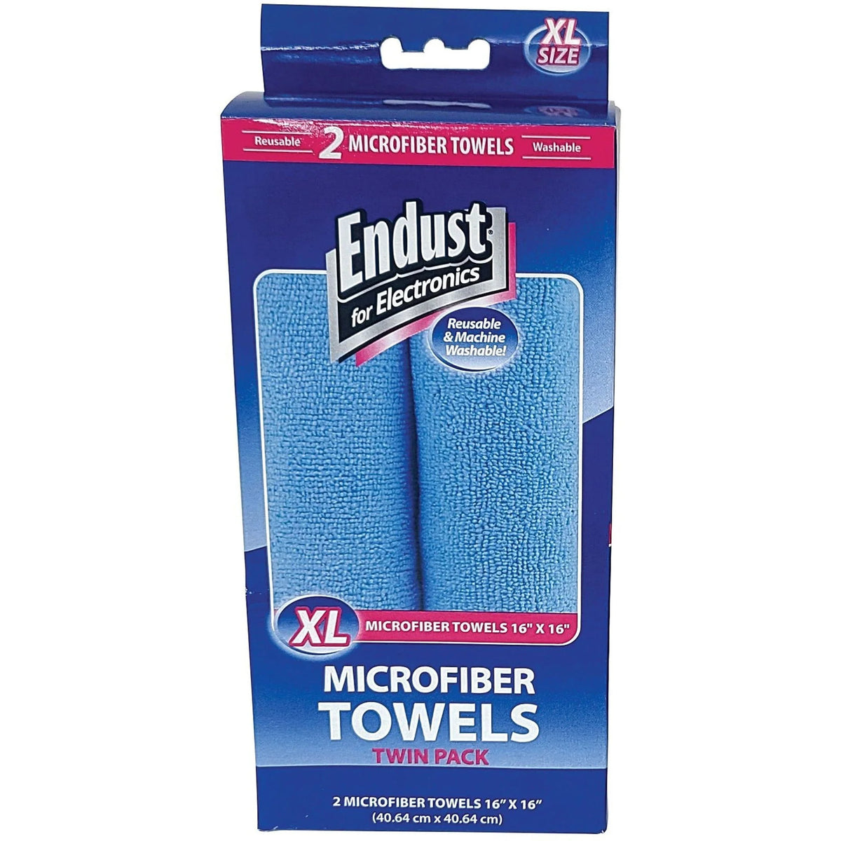 Endust Microfiber Towel Twin Pack: Screen Cleaner for Electronics - Washable Lint-free - Blue - 2 / Pack - Sponges