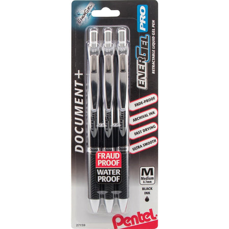EnerGel PRO Retractable Gel Pens - 0.7mm Medium Point - Black Ink - Refillable