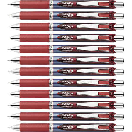 EnerGel RTX Liquid Gel Pens: 0.7mm Red Ink Refillable Retractable - Pens