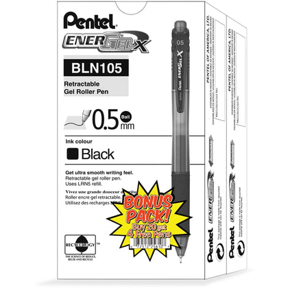 EnerGel EnerGel-X Gel Pens: 0.5mm Fine Point Refillable Black Ink - Pens