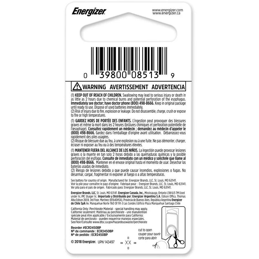 Energizer 2450 Lithium Coin Battery - Reliable 3V DC Power - Batteries & Chargers