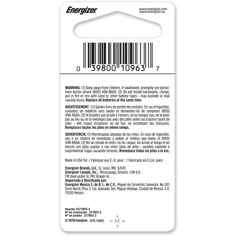 Energizer 377 Watch Battery: Long-lasting Power for Your Devices - Batteries & Battery Chargers