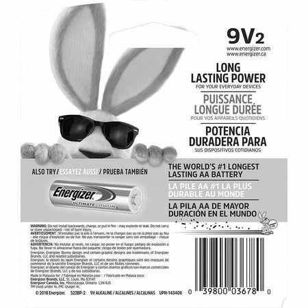 Energizer 9-Volt MAX Alkaline Batteries, 2-Packs - Alternate-Image1