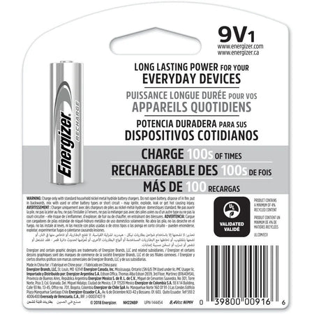Energizer 9-Volt Recharge Batteries: Multipurpose Rechargeable 9V - 175mAh - Batteries & Battery Chargers