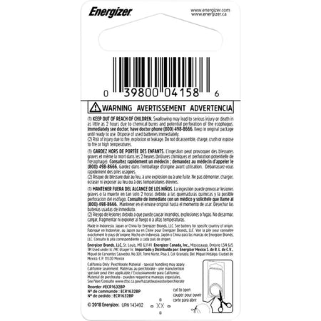 Energizer CR1632 Lithium Coin Battery - 130 mAh - 3V DC - For Various Devices - Batteries & Chargers