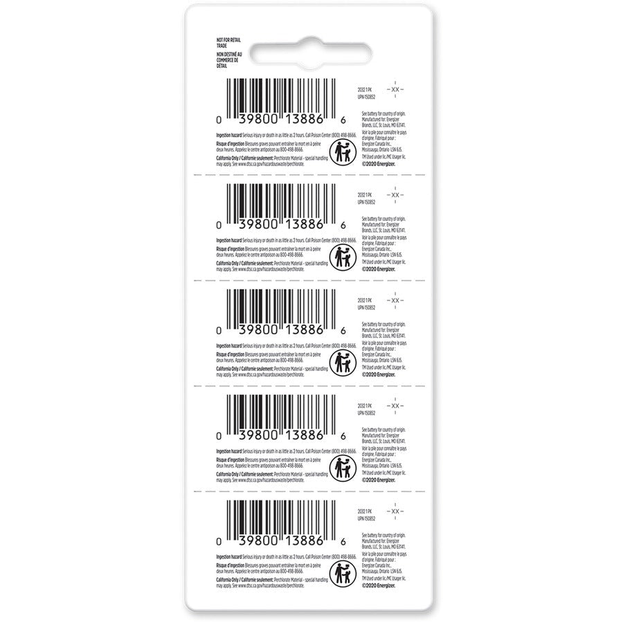 Energizer Industrial 2032 Lithium Battery 5-Packs - Rear