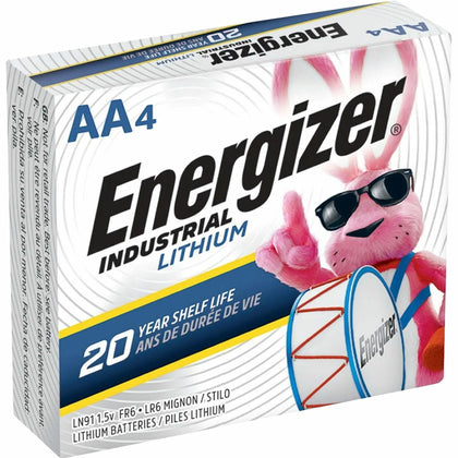 Energizer Industrial AA Lithium Battery 4-Pack - Reliable Power for Various Devices - Batteries & Chargers