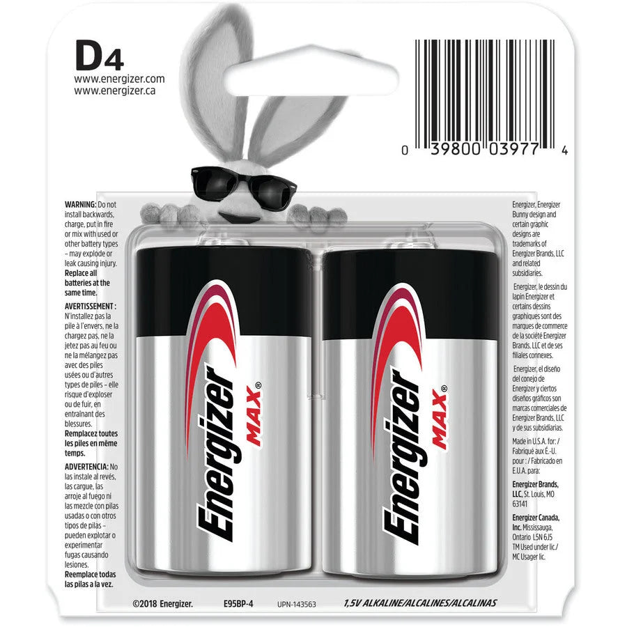 Energizer Max Alkaline D Batteries - Reliable Power for All Devices - & Battery Chargers