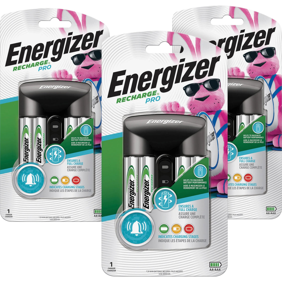 Energizer Recharge Pro Charger: 3-Hour Charging - 4 AA AAA - 3/Carton - Batteries & Battery Chargers