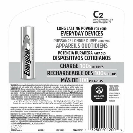 Energizer Recharge Universal C Battery 2-Packs: Multipurpose Rechargeable - 24 Carton - Batteries & Chargers