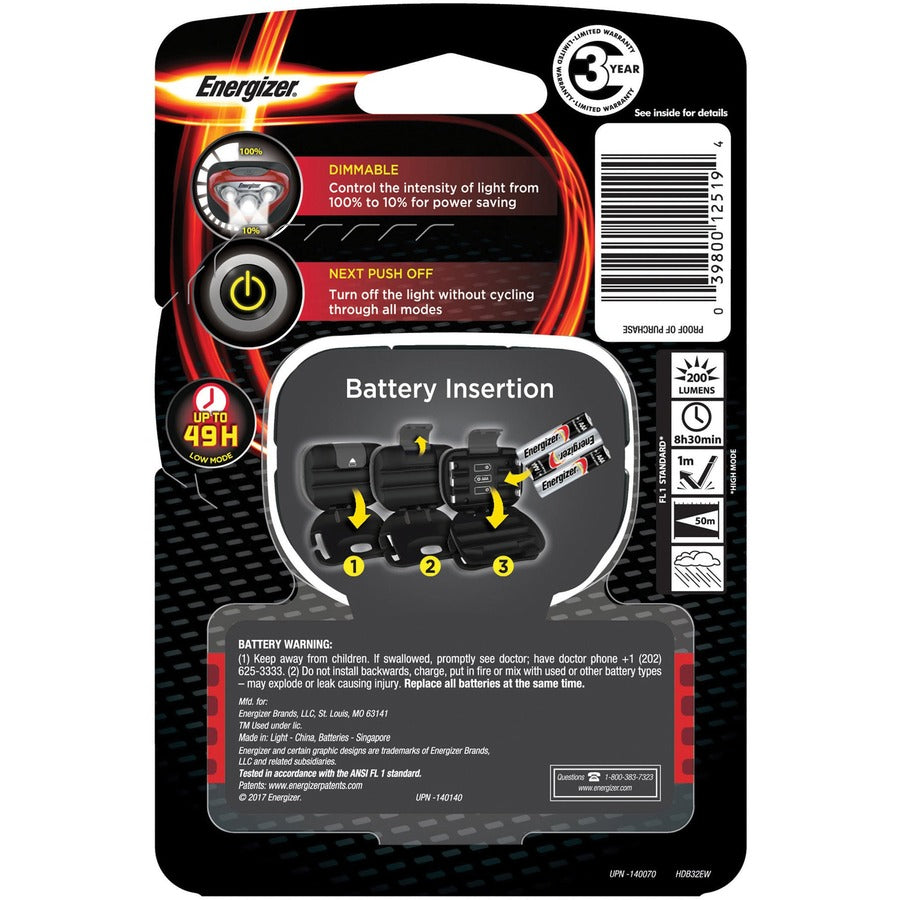 Energizer Vision HD LED Headlamp - Rear