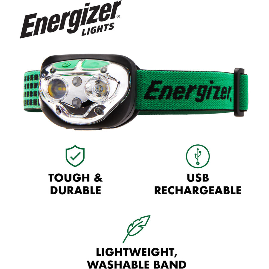 Energizer Vision Ultra HD Rechargeable Headlamp - 400 lm LED - USB - Water & Drop Resistant - Flashlights