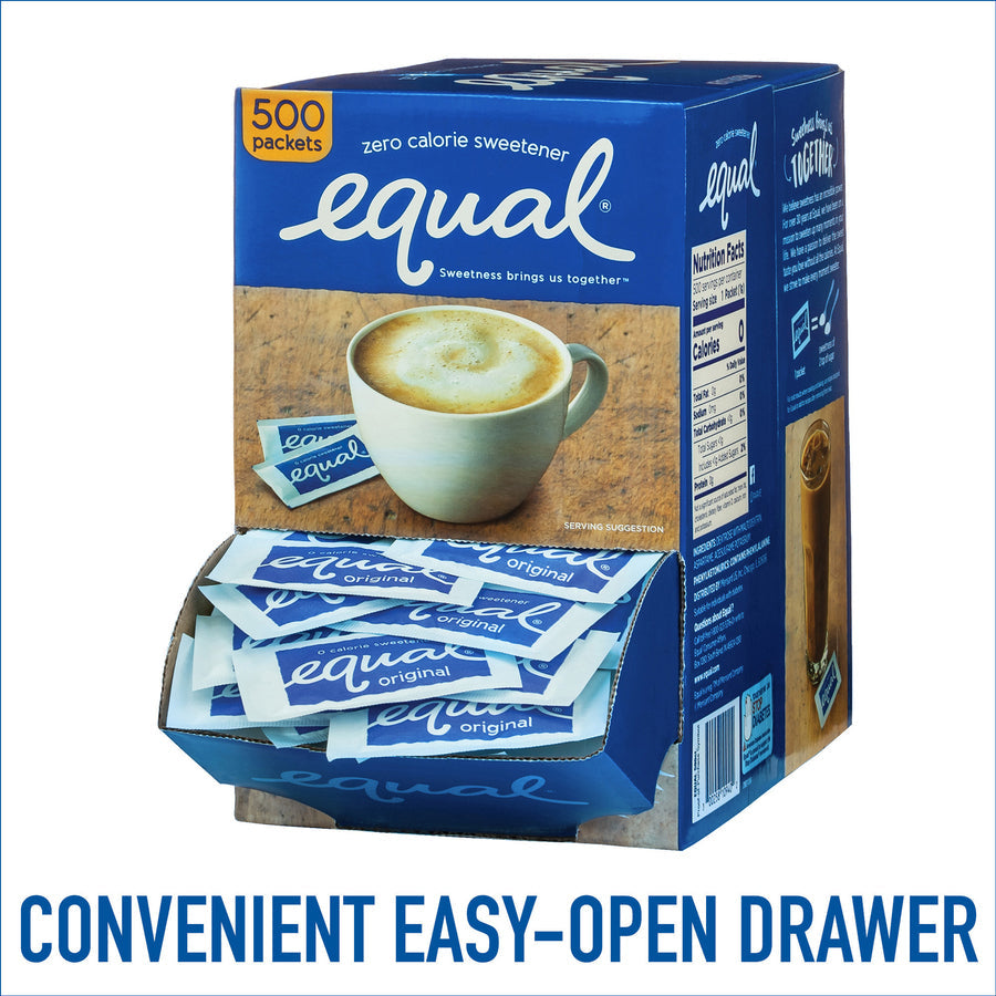 Equal Zero Calorie Original Sweetener Packets - 0.035 oz (1 g) - Artificial - 500 / Box - Condiments
