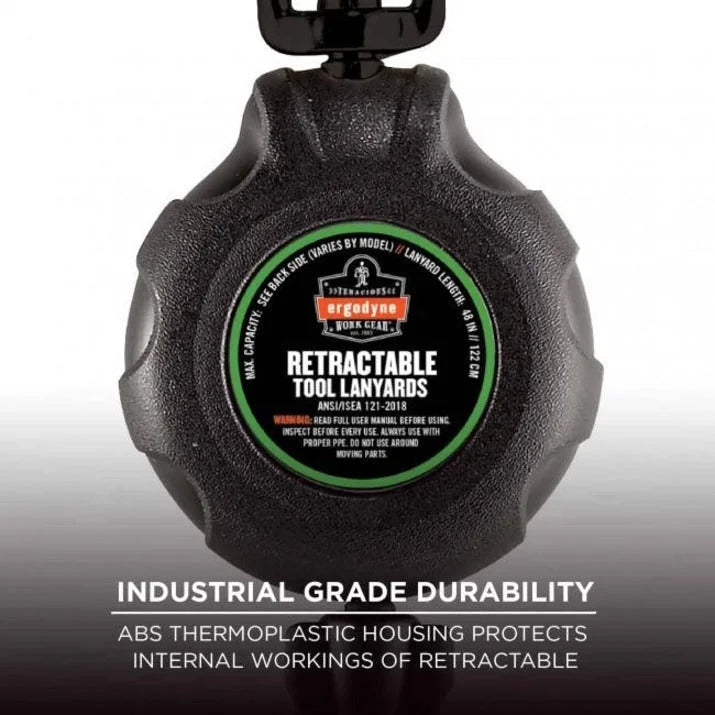 Ergodyne 3000 Retractable Tool Lanyard: 1lb Load Capacity Dual SS Carabiners - Storage & Organization