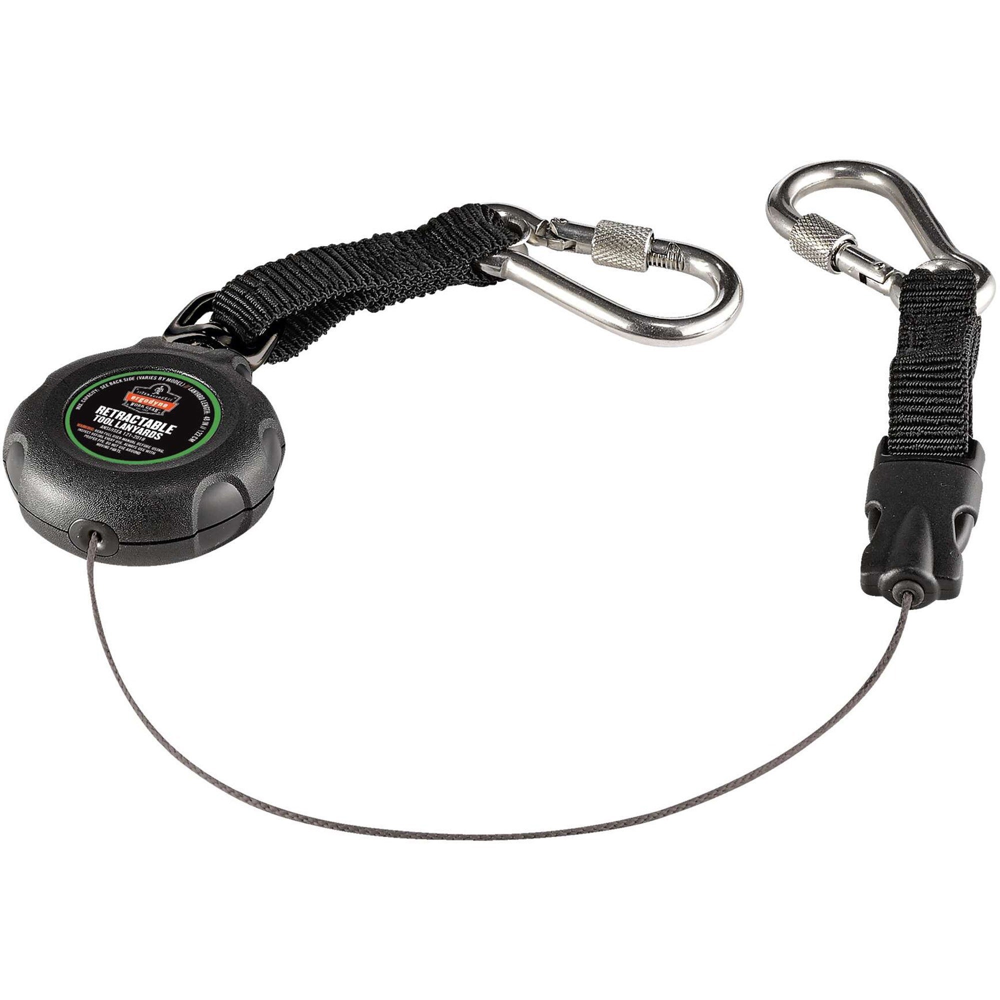 Ergodyne 3000 Retractable Tool Lanyard w/ Dual SS Carabiners - 1lb - 2000