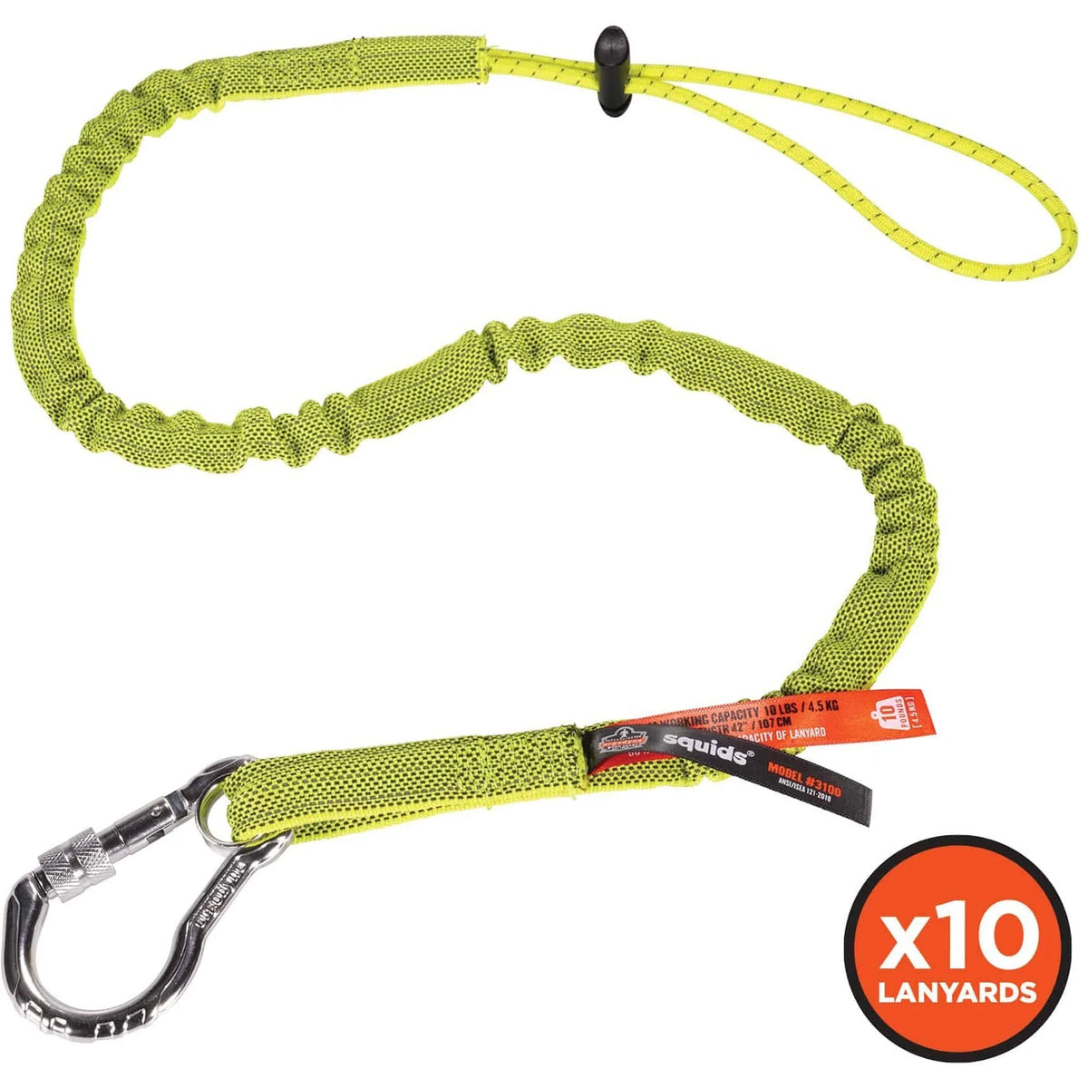 Ergodyne 3100-BULK Tool Lanyard: Adjustable 10 lb Capacity - Carabiner Attachment - Storage & Organization