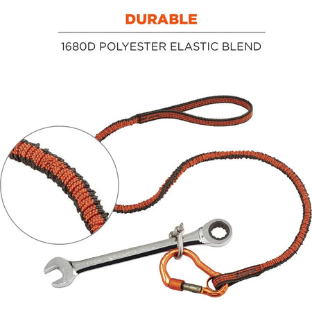 Ergodyne 3100F(x) Tool Lanyard: Adjustable Single Carabiner - 10 lb Load - Orange/Gray - Storage & Organization