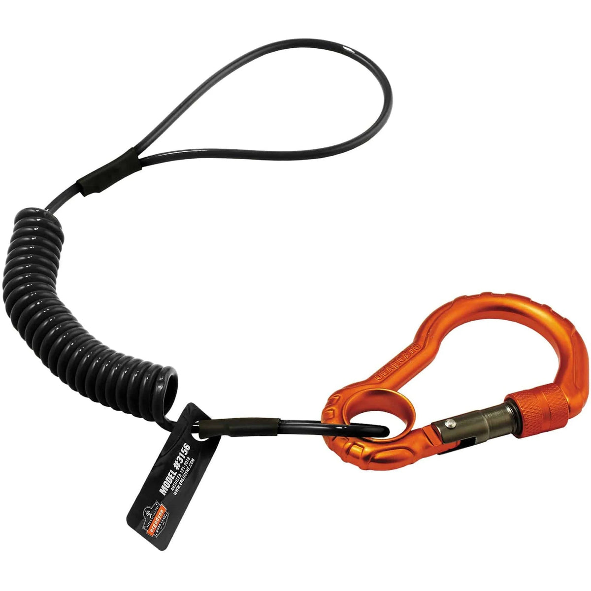 Ergodyne 3156 Coil Tool Lanyard: Secure 2 lb Load with Carabiner Attachment - Storage & Organization