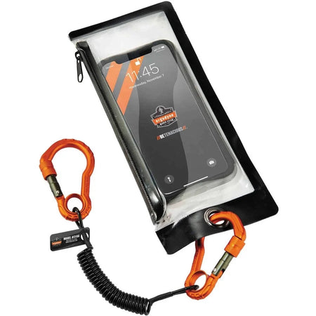 Ergodyne 3166 Coil Tool Lanyard: Adjustable Dual Carabiners - 2lb Load - Black - Storage & Organization