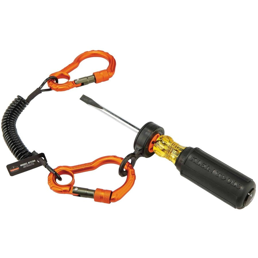 Ergodyne 3166 Coil Tool Lanyard with Dual Carabiners - 2lbs / 0.9kg - Alternate-Image2
