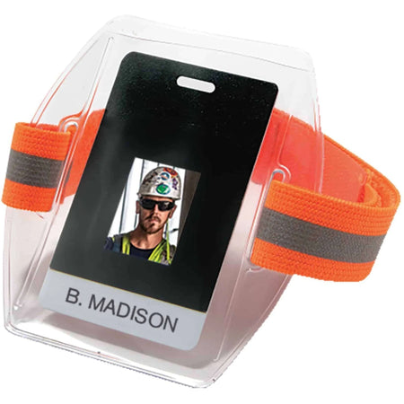 Ergodyne 3386 Vinyl Arm Band ID Badge Holder: Adjustable Hi-vis Orange - Badges & Supplies