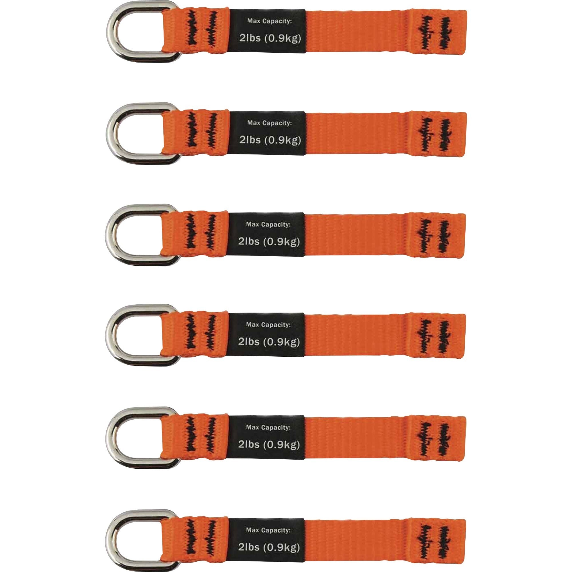 Ergodyne 3700 Web Tool Tether Attachment - D-Ring Tool Tails - 2lbs (6-Pack) - 2000