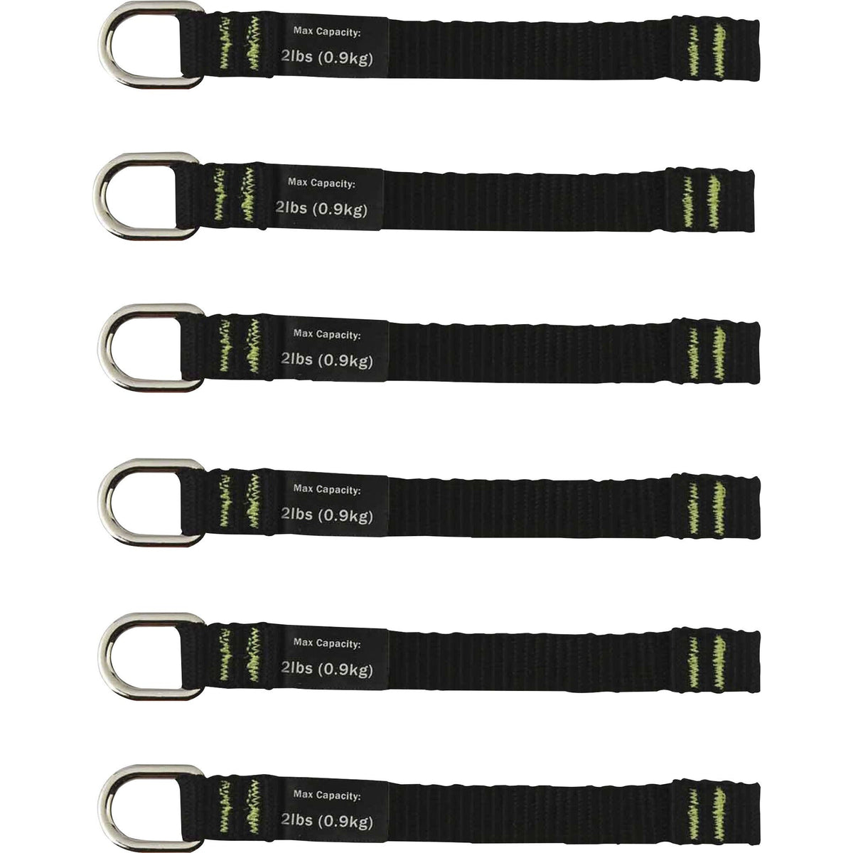 Ergodyne 3700 Web Tool Tether Attachment - D-Ring Tool Tails - 2lbs (6-Pack) - 2000