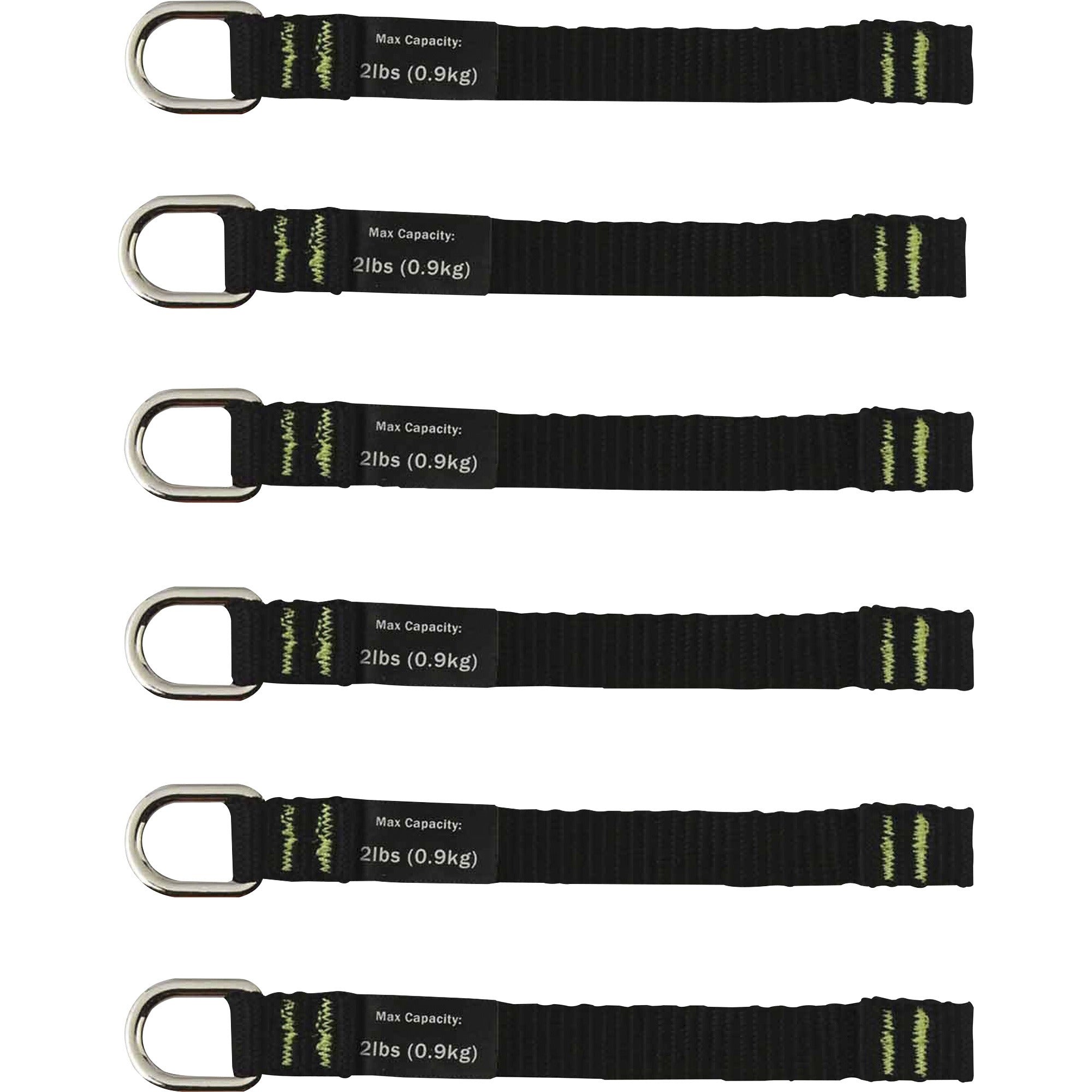 Ergodyne 3700 Web Tool Tether Attachment - D-Ring Tool Tails - 2lbs (6-Pack) - 2000