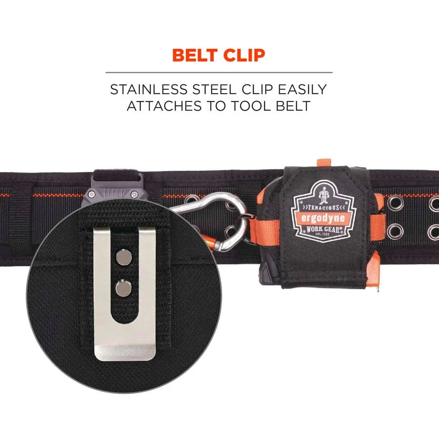 Ergodyne 3770 Tape Measure Holder: Durable Belt Clip - Black - Measures/Gauges