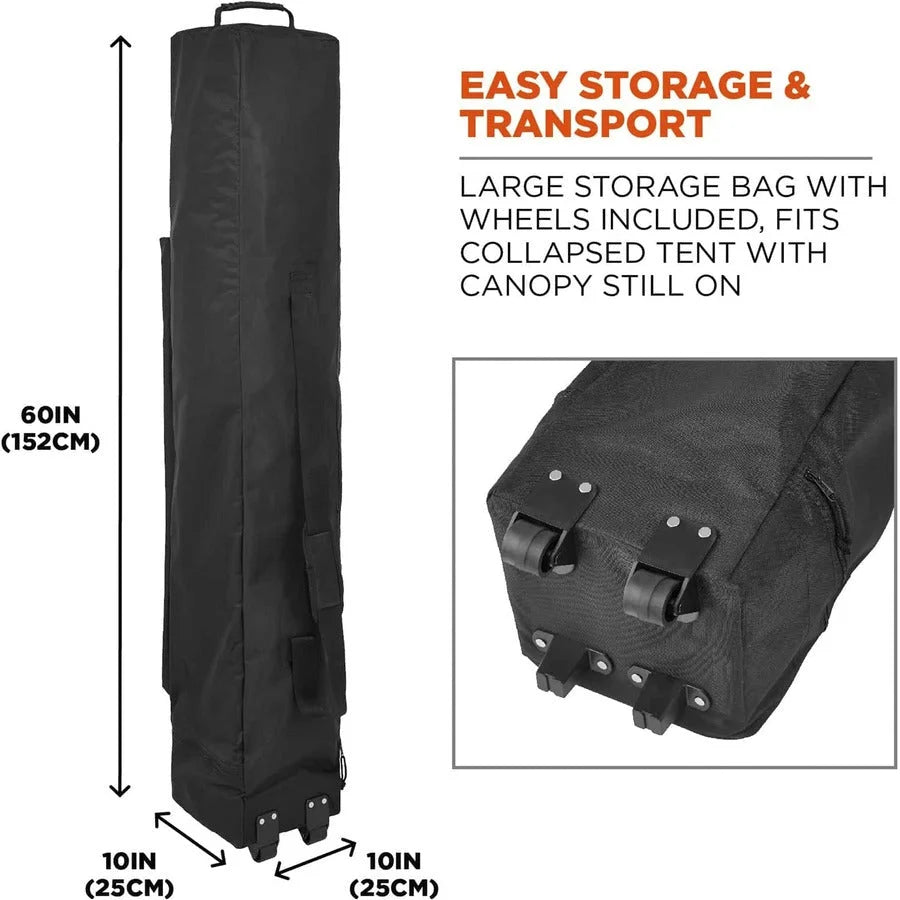Ergodyne 6000 Heavy-Duty Pop-Up Tent: 10x10 Canopy Lime - Steel Frame - Outdoor Equipment