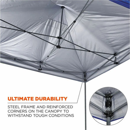 Ergodyne 6053 Pop-Up Tent Kit: Heavy-Duty Canopy Style Blue - Steel Frame - Outdoor Equipment