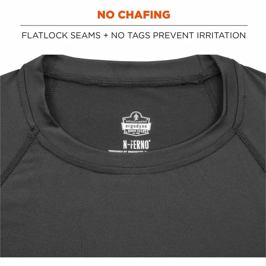 Ergodyne 6436 Long-Sleeve Base-Layer Shirt: 3XL Black - Polyester/Spandex Blend - Protective Gear
