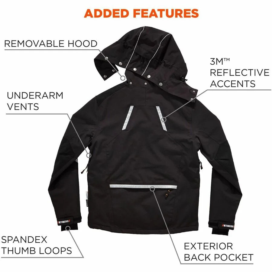 Ergodyne 6466 Winter Work Jacket - 4XL Size - Black Nylon & Spandex - Safety Jackets / Vests