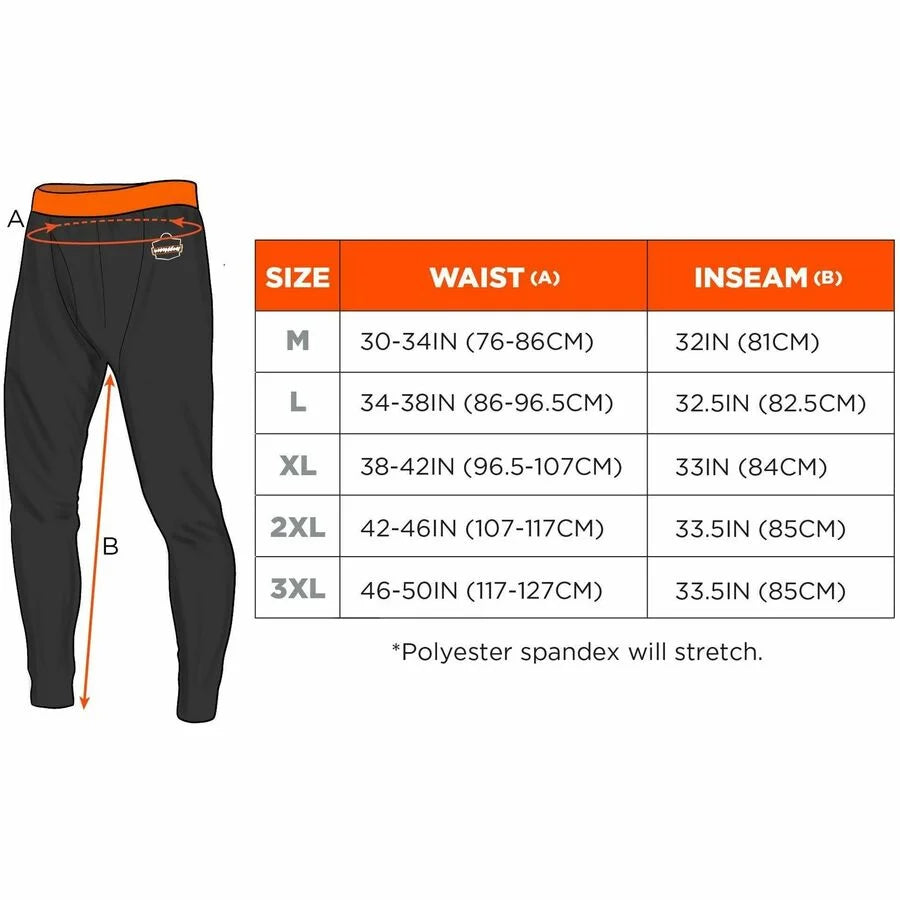Ergodyne 6481 Lightweight Base-Layer Pants - Large Size - Black - Protective Gear