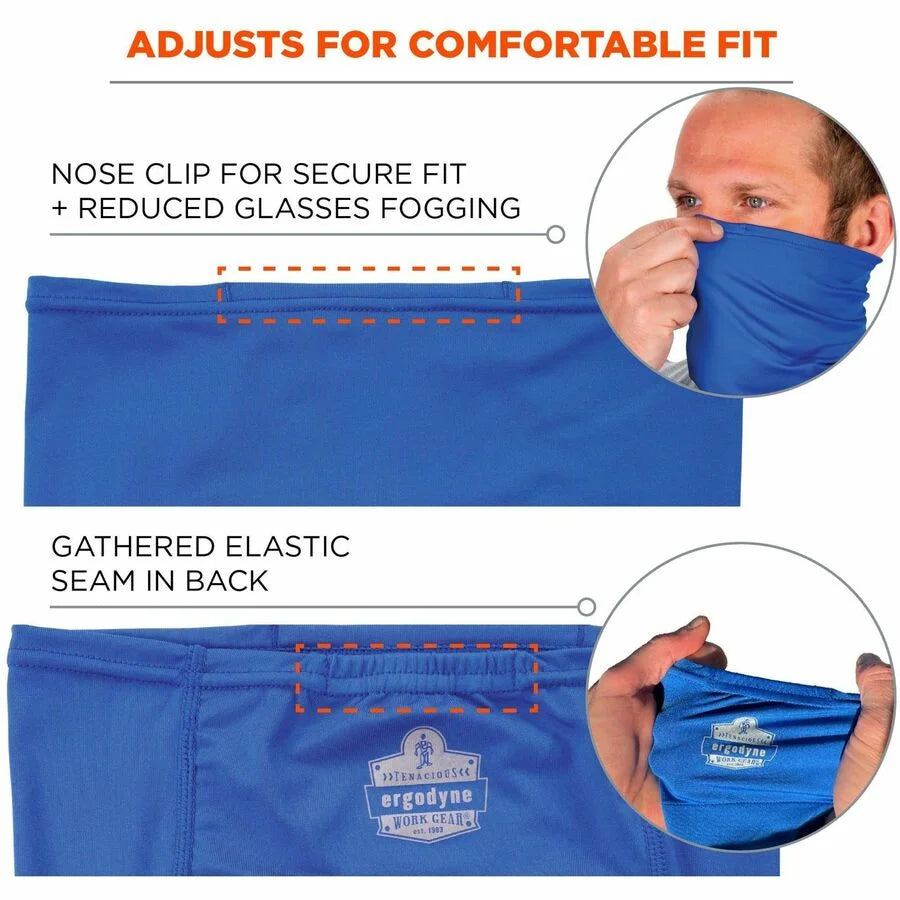 Ergodyne 6482 Cooling Neck Gaiter Bandana with Ice Packs - Small/Medium Size - Blue - Protective Gear