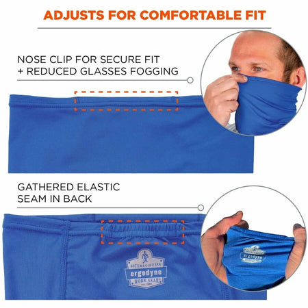 Ergodyne 6482 Cooling Neck Gaiter Bandana with Ice Packs - Small/Medium Size - Blue - Protective Gear