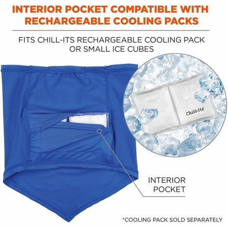 Ergodyne 6483 Cooling Neck Gaiter Bandana: Large/XL Size Blue - Protective Gear