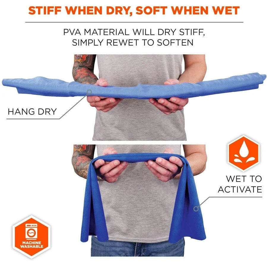 Ergodyne 6603 Cooling Band Towel - PVA Material - Blue Color - Protective Gear