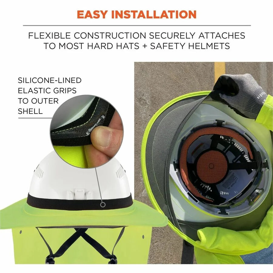 Ergodyne 6661 Lime Hard Hat Brim - Silicone & Elastic - 1 Each - Protective Gear