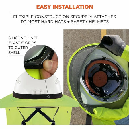 Ergodyne 6661 Lime Hard Hat Brim - Silicone & Elastic - 1 Each - Protective Gear