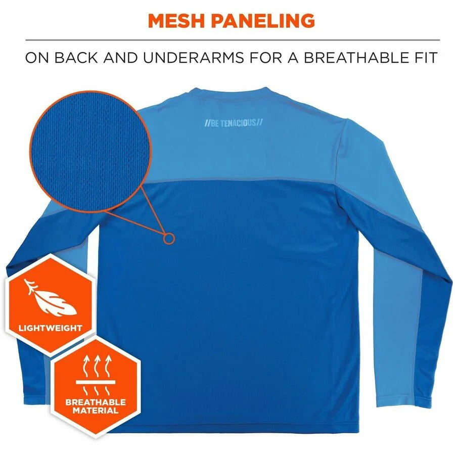Ergodyne 6689 Cooling Long-Sleeve Shirt - 3XL Size - MicroFiber Blend - Blue - Protective Gear
