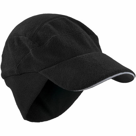 Ergodyne 6807 Winter Baseball Cap: Fleece Ear Flaps Elastic - Black - Protective Gear