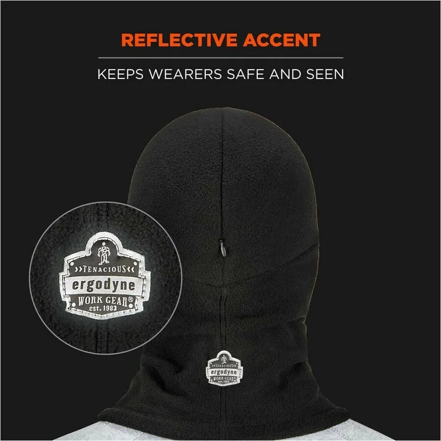 Ergodyne 6893Z Balaclava with Zipper: Black Polyester for Bump Cap Insert - Multipurpose Masks