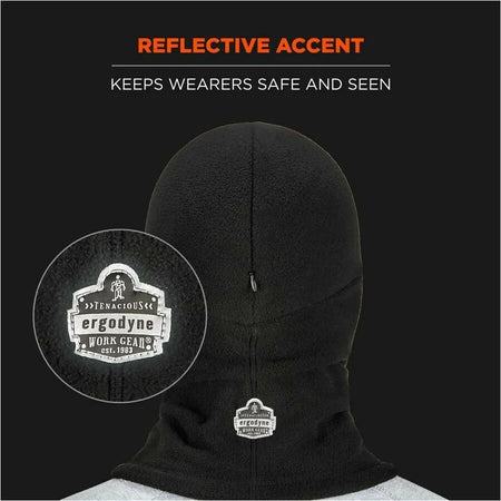 Ergodyne 6893Z Balaclava with Zipper: Black Polyester for Bump Cap Insert - Multipurpose Masks